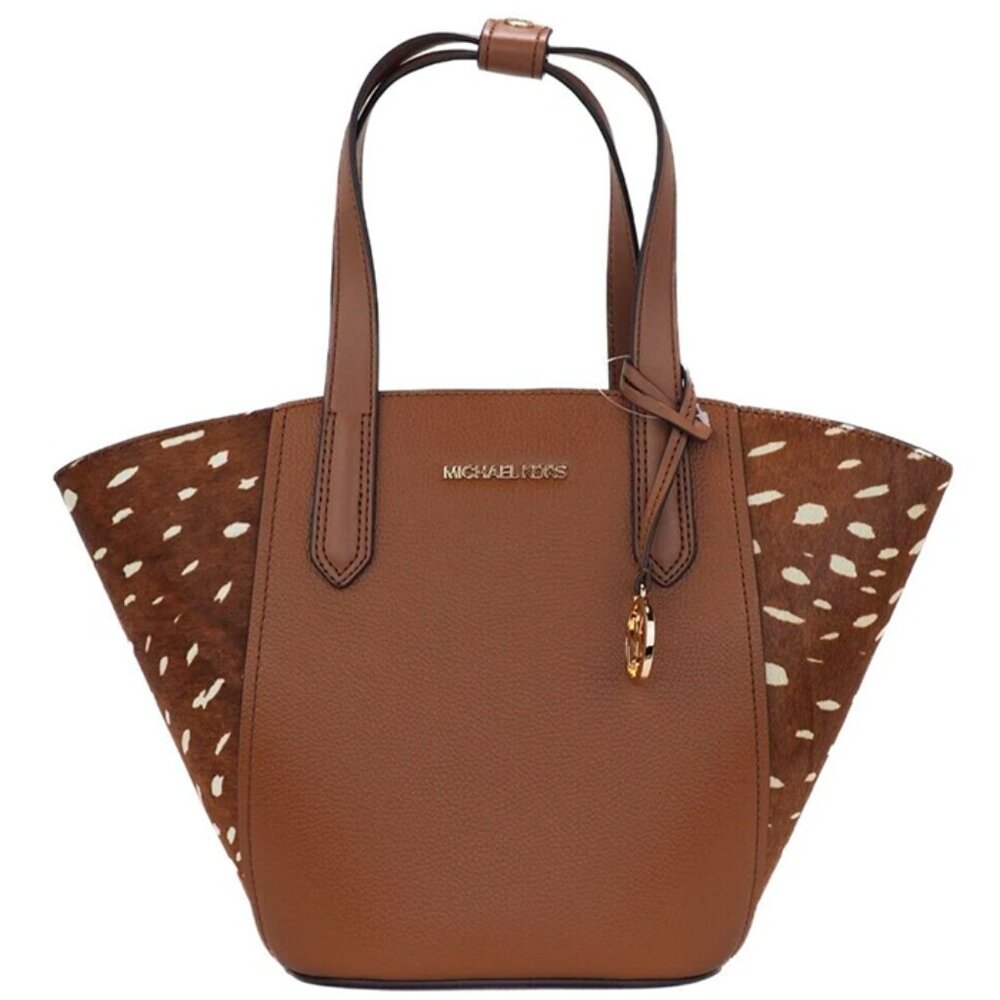 S Michael Kors Portia Small Tote Brown Leather and Calf Hair 35F1GPAT1H $428